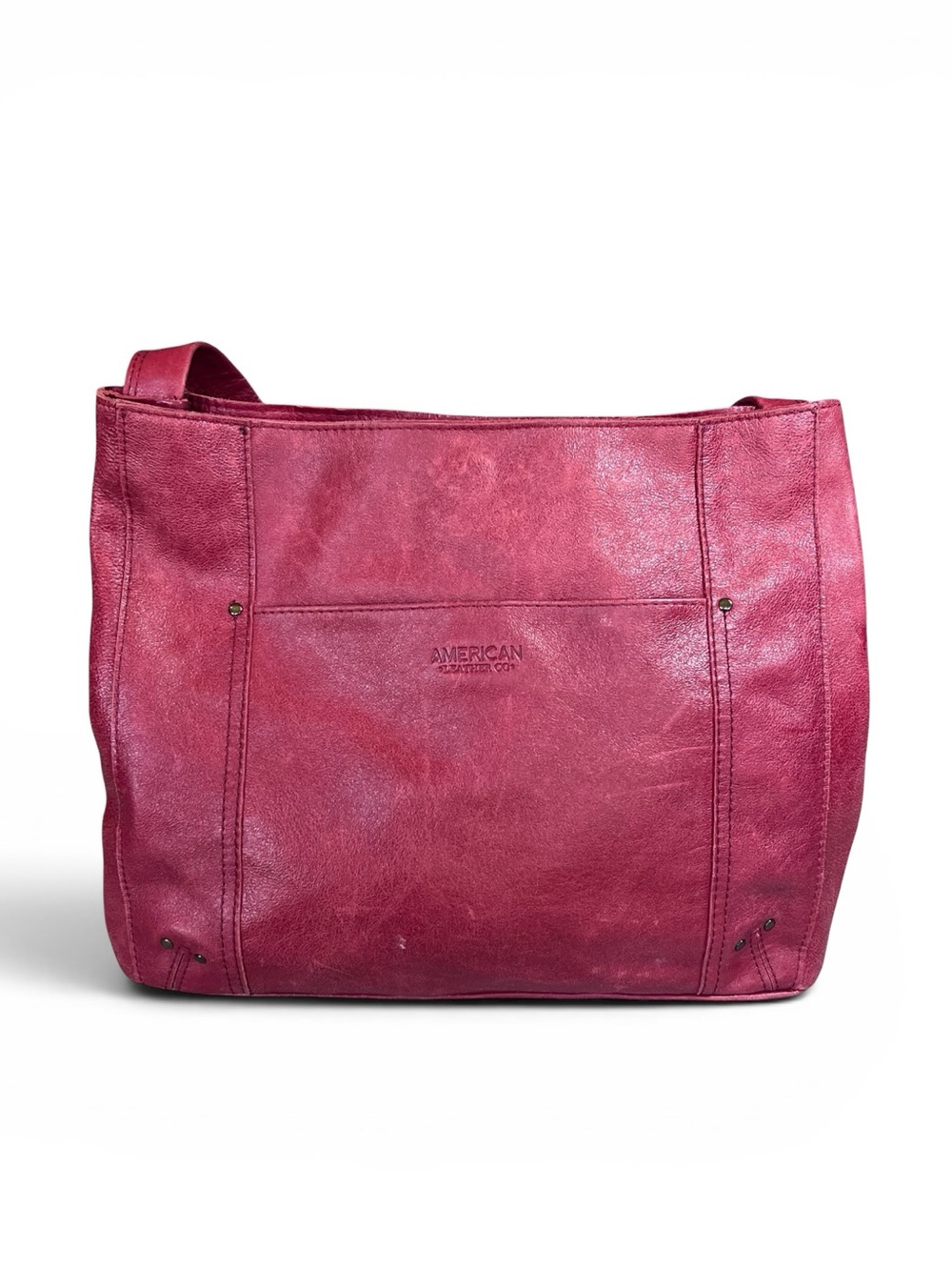 American Leather Co. Women’s Red Leather Shoulder Bag Hobo Outside Pocket